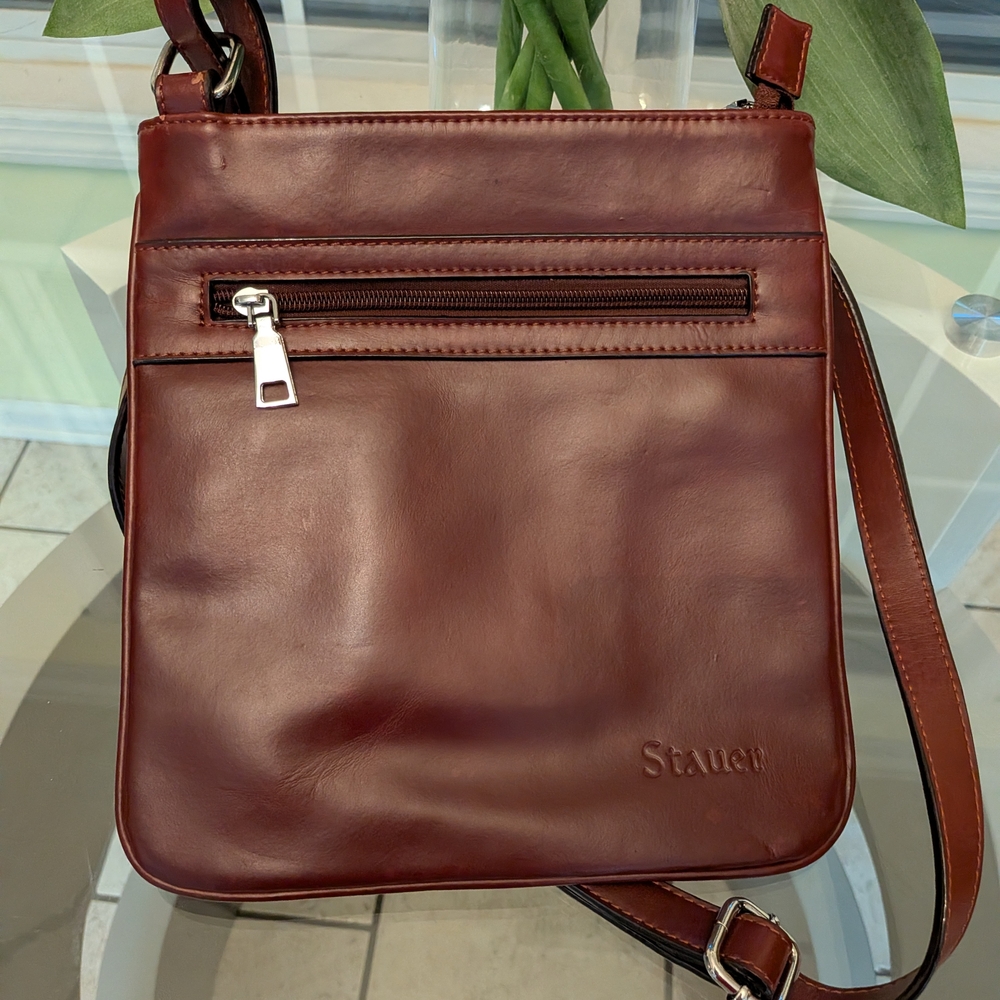 Stauer Brown Leather Crossbody Bag